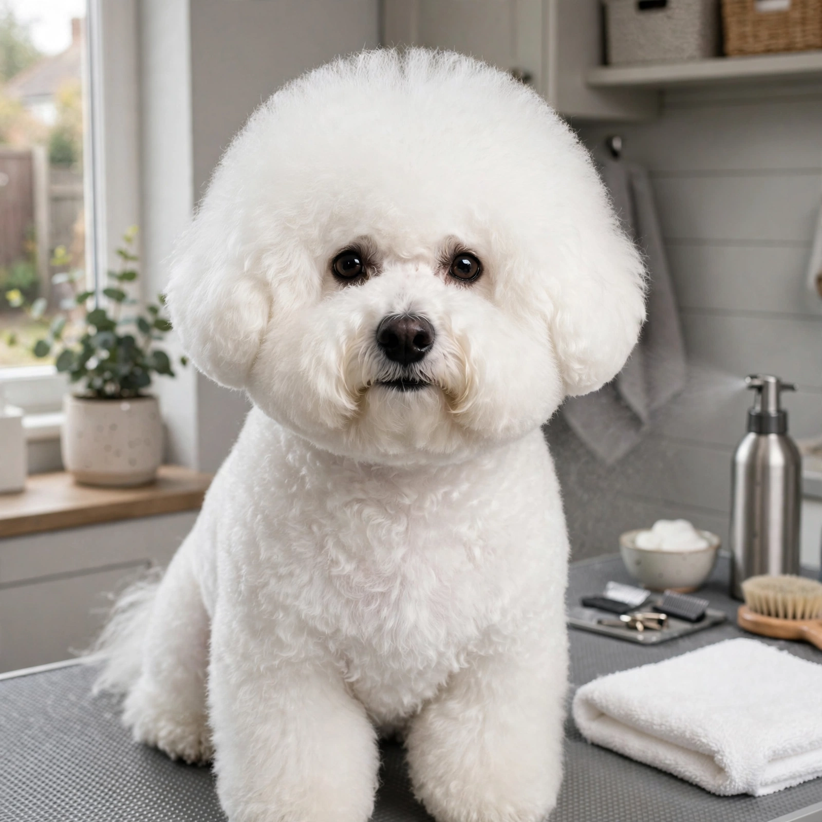 Bichon Frise perfect white scissor cut