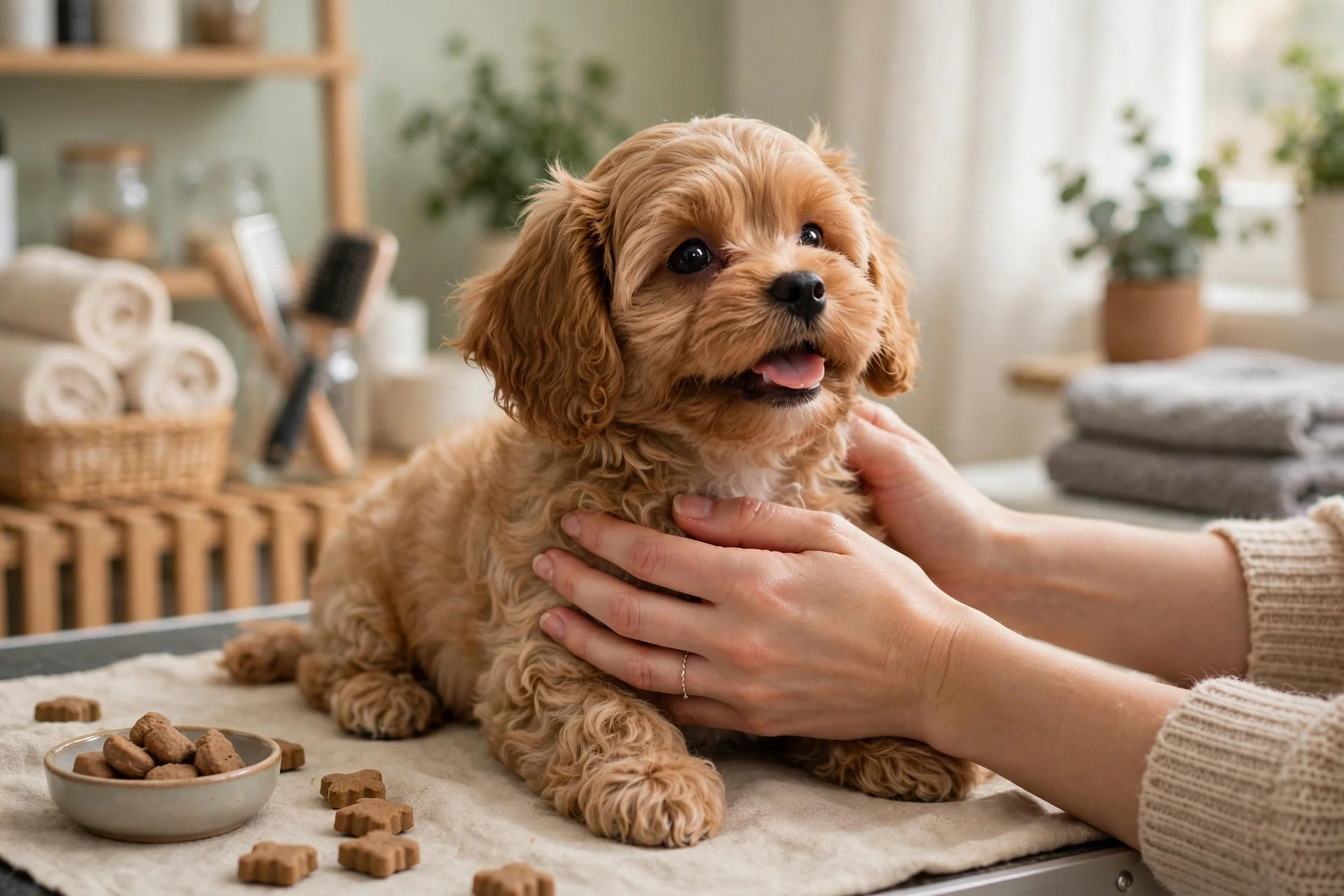 Puppy first groom cavapoo